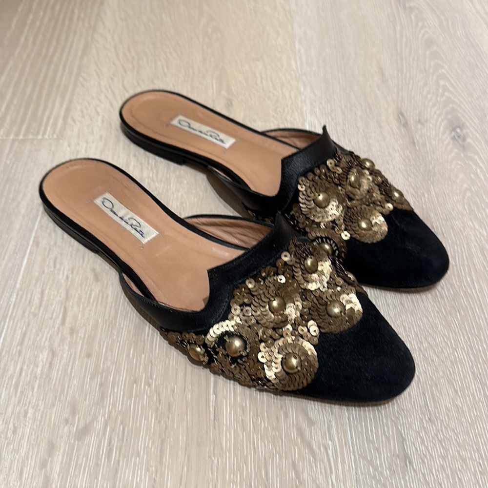 Embellished Oscar De La Renta Evening Slippers
